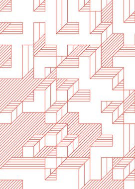 Edward Zajec 'in 1971' deki Il Cubo 'sunun uygulanması. Esasen 8 taştan oluşan bir Truchet fayans seti ve yerleştirme sanatı illüstrasyonu için kurallar