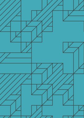 Edward Zajec 'in 1971' deki Il Cubo 'sunun uygulanması. Esasen 8 taştan oluşan bir Truchet fayans seti ve yerleştirme sanatı illüstrasyonu için kurallar