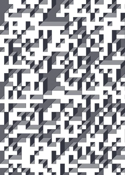 Edward Zajec 'in 1971' deki Il Cubo 'sunun uygulanması. Esasen 8 taştan oluşan bir Truchet fayans seti ve yerleştirme sanatı illüstrasyonu için kurallar