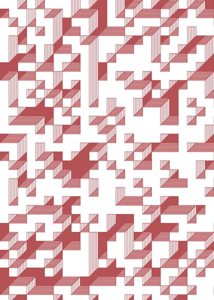 Edward Zajec 'in 1971' deki Il Cubo 'sunun uygulanması. Esasen 8 taştan oluşan bir Truchet fayans seti ve yerleştirme sanatı illüstrasyonu için kurallar