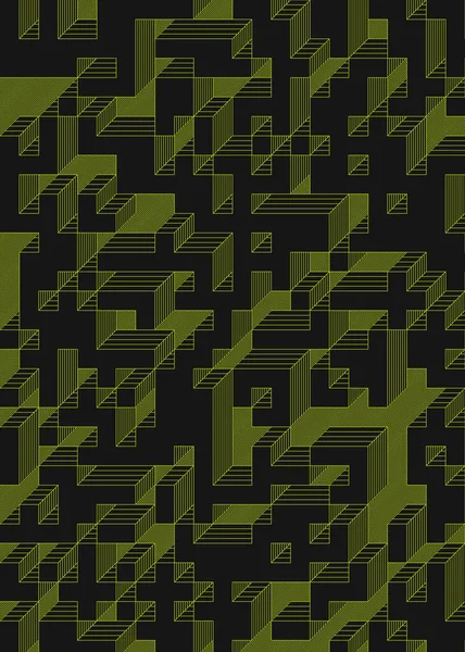 Edward Zajec 'in 1971' deki Il Cubo 'sunun uygulanması. Esasen 8 taştan oluşan bir Truchet fayans seti ve yerleştirme sanatı illüstrasyonu için kurallar