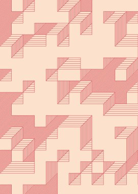 Edward Zajec 'in 1971' deki Il Cubo 'sunun uygulanması. Esasen 8 taştan oluşan bir Truchet fayans seti ve yerleştirme sanatı illüstrasyonu için kurallar