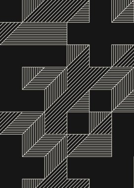 Edward Zajec 'in 1971' deki Il Cubo 'sunun uygulanması. Esasen 8 taştan oluşan bir Truchet fayans seti ve yerleştirme sanatı illüstrasyonu için kurallar