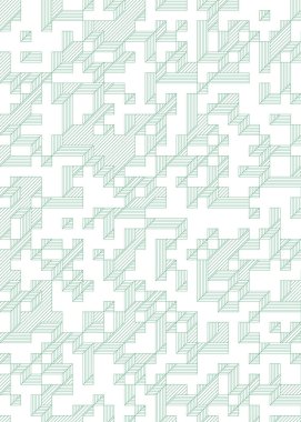 Edward Zajec 'in 1971' deki Il Cubo 'sunun uygulanması. Esasen 8 taştan oluşan bir Truchet fayans seti ve yerleştirme sanatı illüstrasyonu için kurallar