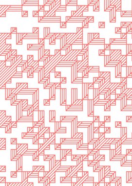 Edward Zajec 'in 1971' deki Il Cubo 'sunun uygulanması. Esasen 8 taştan oluşan bir Truchet fayans seti ve yerleştirme sanatı illüstrasyonu için kurallar