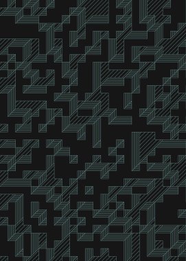 Edward Zajec 'in 1971' deki Il Cubo 'sunun uygulanması. Esasen 8 taştan oluşan bir Truchet fayans seti ve yerleştirme sanatı illüstrasyonu için kurallar