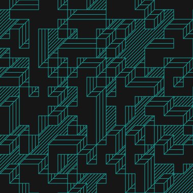 Edward Zajec 'in 1971' deki Il Cubo 'sunun uygulanması. Esasen 8 taştan oluşan bir Truchet fayans seti ve yerleştirme sanatı illüstrasyonu için kurallar