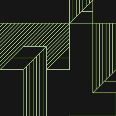 Edward Zajec 'in 1971' deki Il Cubo 'sunun uygulanması. Esasen 8 taştan oluşan bir Truchet fayans seti ve yerleştirme sanatı illüstrasyonu için kurallar