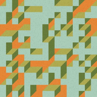 Edward Zajec 'in 1971' deki Il Cubo 'sunun uygulanması. Esasen 8 taştan oluşan bir Truchet fayans seti ve yerleştirme sanatı illüstrasyonu için kurallar