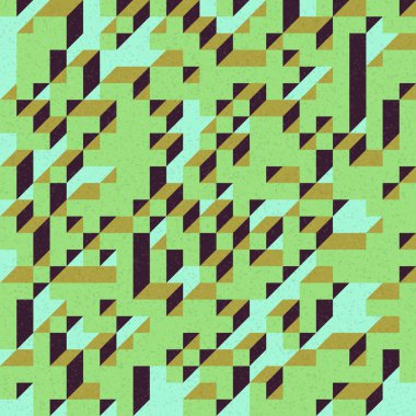 Edward Zajec 'in 1971' deki Il Cubo 'sunun uygulanması. Esasen 8 taştan oluşan bir Truchet fayans seti ve yerleştirme sanatı illüstrasyonu için kurallar