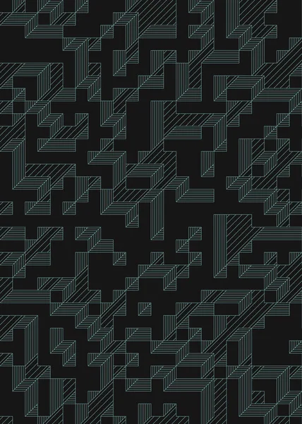 Edward Zajec 'in 1971' deki Il Cubo 'sunun uygulanması. Esasen 8 taştan oluşan bir Truchet fayans seti ve yerleştirme sanatı illüstrasyonu için kurallar