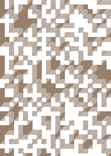 Edward Zajec 'in 1971' deki Il Cubo 'sunun uygulanması. Esasen 8 taştan oluşan bir Truchet fayans seti ve yerleştirme sanatı illüstrasyonu için kurallar