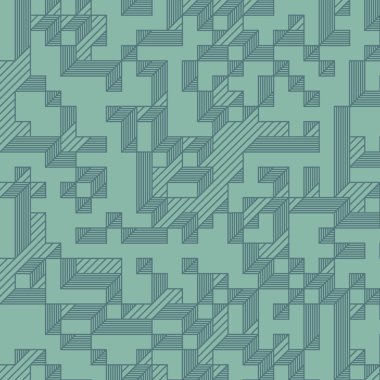 Edward Zajec 'in 1971' deki Il Cubo 'sunun uygulanması. Esasen 8 taştan oluşan bir Truchet fayans seti ve yerleştirme sanatı illüstrasyonu için kurallar