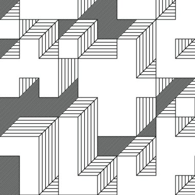 Edward Zajec 'in 1971' deki Il Cubo 'sunun uygulanması. Esasen 8 taştan oluşan bir Truchet fayans seti ve yerleştirme sanatı illüstrasyonu için kurallar