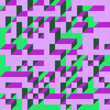 Edward Zajec 'in 1971' deki Il Cubo 'sunun uygulanması. Esasen 8 taştan oluşan bir Truchet fayans seti ve yerleştirme sanatı illüstrasyonu için kurallar