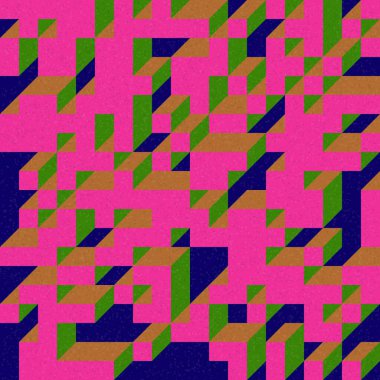 Edward Zajec 'in 1971' deki Il Cubo 'sunun uygulanması. Esasen 8 taştan oluşan bir Truchet fayans seti ve yerleştirme sanatı illüstrasyonu için kurallar