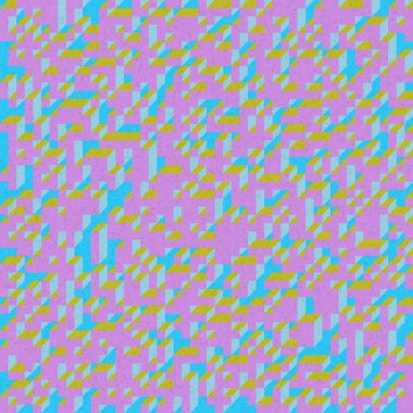 Edward Zajec 'in 1971' deki Il Cubo 'sunun uygulanması. Esasen 8 taştan oluşan bir Truchet fayans seti ve yerleştirme sanatı illüstrasyonu için kurallar