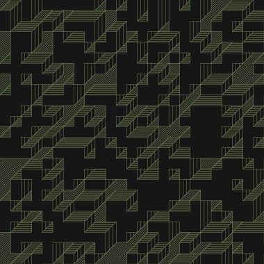 Edward Zajec 'in 1971' deki Il Cubo 'sunun uygulanması. Esasen 8 taştan oluşan bir Truchet fayans seti ve yerleştirme sanatı illüstrasyonu için kurallar