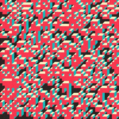 Edward Zajec 'in 1971' deki Il Cubo 'sunun uygulanması. Esasen 8 taştan oluşan bir Truchet fayans seti ve yerleştirme sanatı illüstrasyonu için kurallar