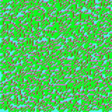 Edward Zajec 'in 1971' deki Il Cubo 'sunun uygulanması. Esasen 8 taştan oluşan bir Truchet fayans seti ve yerleştirme sanatı illüstrasyonu için kurallar