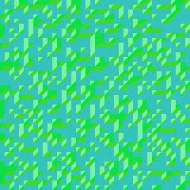 Edward Zajec 'in 1971' deki Il Cubo 'sunun uygulanması. Esasen 8 taştan oluşan bir Truchet fayans seti ve yerleştirme sanatı illüstrasyonu için kurallar