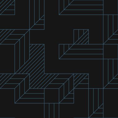 Edward Zajec 'in 1971' deki Il Cubo 'sunun uygulanması. Esasen 8 taştan oluşan bir Truchet fayans seti ve yerleştirme sanatı illüstrasyonu için kurallar