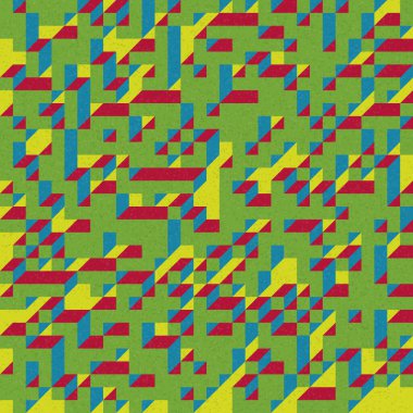 Edward Zajec 'in 1971' deki Il Cubo 'sunun uygulanması. Esasen 8 taştan oluşan bir Truchet fayans seti ve yerleştirme sanatı illüstrasyonu için kurallar