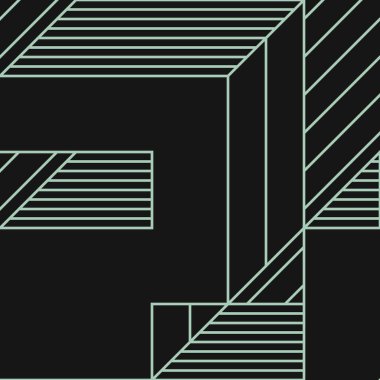 Edward Zajec 'in 1971' deki Il Cubo 'sunun uygulanması. Esasen 8 taştan oluşan bir Truchet fayans seti ve yerleştirme sanatı illüstrasyonu için kurallar