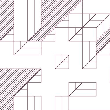 Edward Zajec 'in 1971' deki Il Cubo 'sunun uygulanması. Esasen 8 taştan oluşan bir Truchet fayans seti ve yerleştirme sanatı illüstrasyonu için kurallar