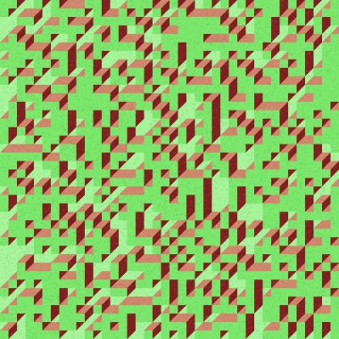 Edward Zajec 'in 1971' deki Il Cubo 'sunun uygulanması. Esasen 8 taştan oluşan bir Truchet fayans seti ve yerleştirme sanatı illüstrasyonu için kurallar