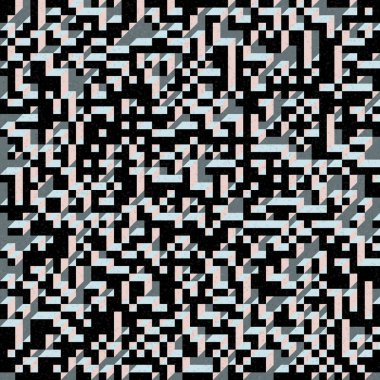 Edward Zajec 'in 1971' deki Il Cubo 'sunun uygulanması. Esasen 8 taştan oluşan bir Truchet fayans seti ve yerleştirme sanatı illüstrasyonu için kurallar