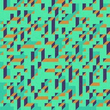 Edward Zajec 'in 1971' deki Il Cubo 'sunun uygulanması. Esasen 8 taştan oluşan bir Truchet fayans seti ve yerleştirme sanatı illüstrasyonu için kurallar