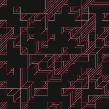 Edward Zajec 'in 1971' deki Il Cubo 'sunun uygulanması. Esasen 8 taştan oluşan bir Truchet fayans seti ve yerleştirme sanatı illüstrasyonu için kurallar