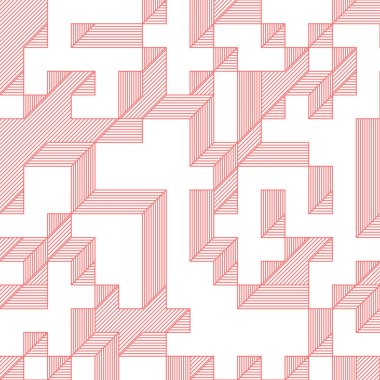 Edward Zajec 'in 1971' deki Il Cubo 'sunun uygulanması. Esasen 8 taştan oluşan bir Truchet fayans seti ve yerleştirme sanatı illüstrasyonu için kurallar