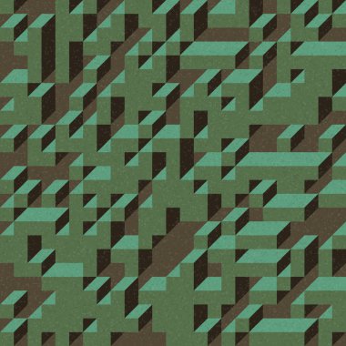 Edward Zajec 'in 1971' deki Il Cubo 'sunun uygulanması. Esasen 8 taştan oluşan bir Truchet fayans seti ve yerleştirme sanatı illüstrasyonu için kurallar