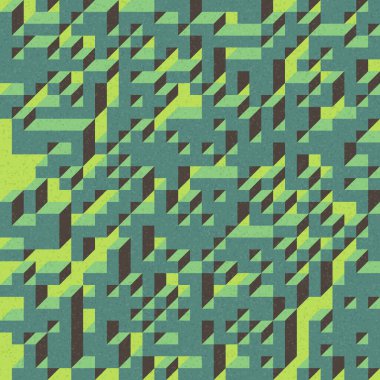 Edward Zajec 'in 1971' deki Il Cubo 'sunun uygulanması. Esasen 8 taştan oluşan bir Truchet fayans seti ve yerleştirme sanatı illüstrasyonu için kurallar