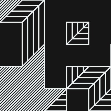 Edward Zajec 'in 1971' deki Il Cubo 'sunun uygulanması. Esasen 8 taştan oluşan bir Truchet fayans seti ve yerleştirme sanatı illüstrasyonu için kurallar