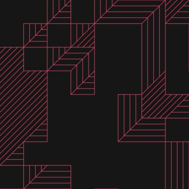 Edward Zajec 'in 1971' deki Il Cubo 'sunun uygulanması. Esasen 8 taştan oluşan bir Truchet fayans seti ve yerleştirme sanatı illüstrasyonu için kurallar