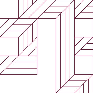 Edward Zajec 'in 1971' deki Il Cubo 'sunun uygulanması. Esasen 8 taştan oluşan bir Truchet fayans seti ve yerleştirme sanatı illüstrasyonu için kurallar