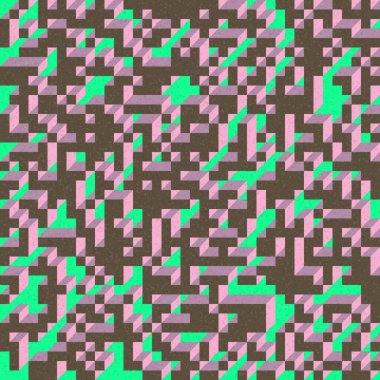 Edward Zajec 'in 1971' deki Il Cubo 'sunun uygulanması. Esasen 8 taştan oluşan bir Truchet fayans seti ve yerleştirme sanatı illüstrasyonu için kurallar