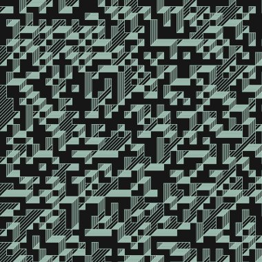 Edward Zajec 'in 1971' deki Il Cubo 'sunun uygulanması. Esasen 8 taştan oluşan bir Truchet fayans seti ve yerleştirme sanatı illüstrasyonu için kurallar