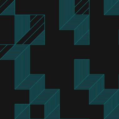 Edward Zajec 'in 1971' deki Il Cubo 'sunun uygulanması. Esasen 8 taştan oluşan bir Truchet fayans seti ve yerleştirme sanatı illüstrasyonu için kurallar