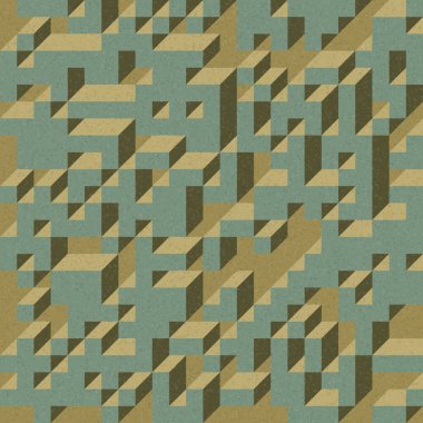 Edward Zajec 'in 1971' deki Il Cubo 'sunun uygulanması. Esasen 8 taştan oluşan bir Truchet fayans seti ve yerleştirme sanatı illüstrasyonu için kurallar