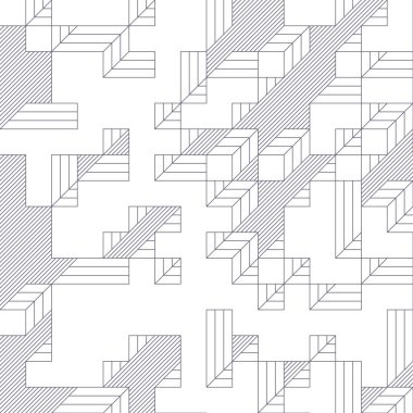 Edward Zajec 'in 1971' deki Il Cubo 'sunun uygulanması. Esasen 8 taştan oluşan bir Truchet fayans seti ve yerleştirme sanatı illüstrasyonu için kurallar