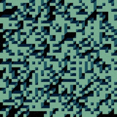 Edward Zajec 'in 1971' deki Il Cubo 'sunun uygulanması. Esasen 8 taştan oluşan bir Truchet fayans seti ve yerleştirme sanatı illüstrasyonu için kurallar