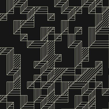 Edward Zajec 'in 1971' deki Il Cubo 'sunun uygulanması. Esasen 8 taştan oluşan bir Truchet fayans seti ve yerleştirme sanatı illüstrasyonu için kurallar