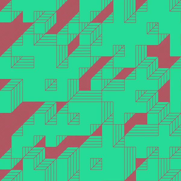 Edward Zajec 'in 1971' deki Il Cubo 'sunun uygulanması. Esasen 8 taştan oluşan bir Truchet fayans seti ve yerleştirme sanatı illüstrasyonu için kurallar