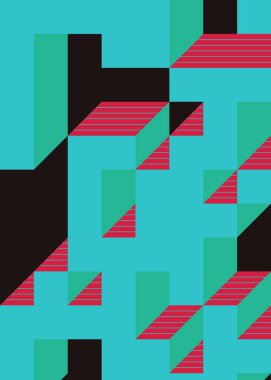 Edward Zajec 'in 1971' deki Il Cubo 'sunun uygulanması. Esasen 8 taştan oluşan bir Truchet fayans seti ve yerleştirme sanatı illüstrasyonu için kurallar