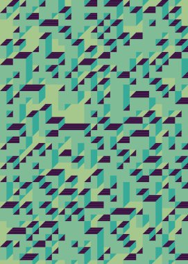 Edward Zajec 'in 1971' deki Il Cubo 'sunun uygulanması. Esasen 8 taştan oluşan bir Truchet fayans seti ve yerleştirme sanatı illüstrasyonu için kurallar