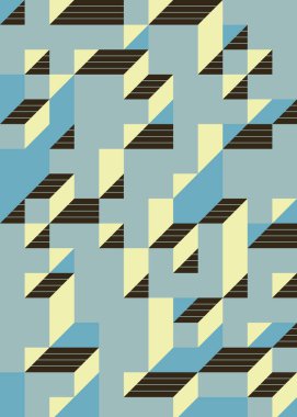 Edward Zajec 'in 1971' deki Il Cubo 'sunun uygulanması. Esasen 8 taştan oluşan bir Truchet fayans seti ve yerleştirme sanatı illüstrasyonu için kurallar